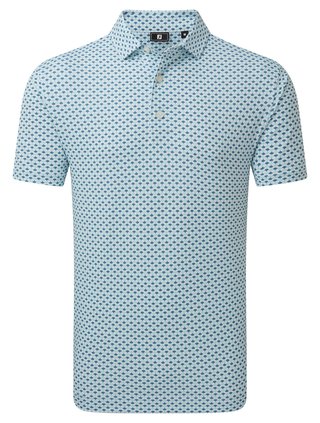 FootJoy Ginko Geo Pique herr polo, white/mint julep/winward blue