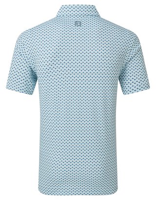 FootJoy Ginko Geo Pique herr polo, white/mint julep/winward blue