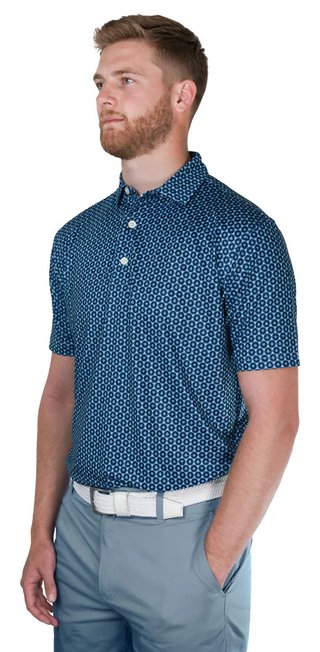 FootJoy Vegas Marker Lisle herr polo, mint julep/navy/wizard blue