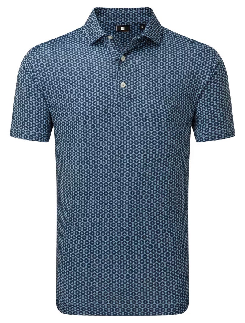FootJoy Vegas Marker Lisle herr polo, mint julep/navy/wizard blue