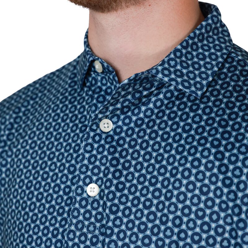 FootJoy Vegas Marker Lisle herr polo, mint julep/navy/wizard blue