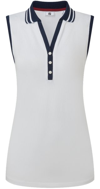FootJoy Contrast Rib Knit Sleeveless dampolo, vit/marinblå