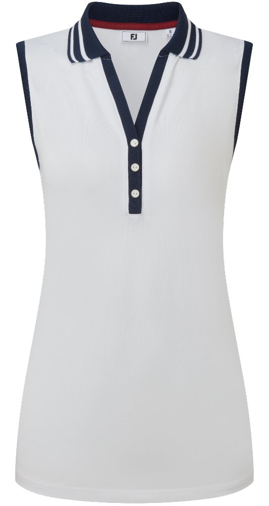 FootJoy Contrast Rib Knit Sleeveless dampolo, vit/marinblå