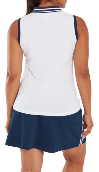 FootJoy Contrast Rib Knit Sleeveless dampolo, vit/marinblå