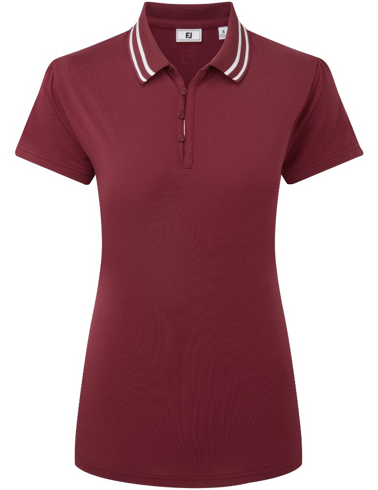 FootJoy Loop Button dam polo, cranberry/white