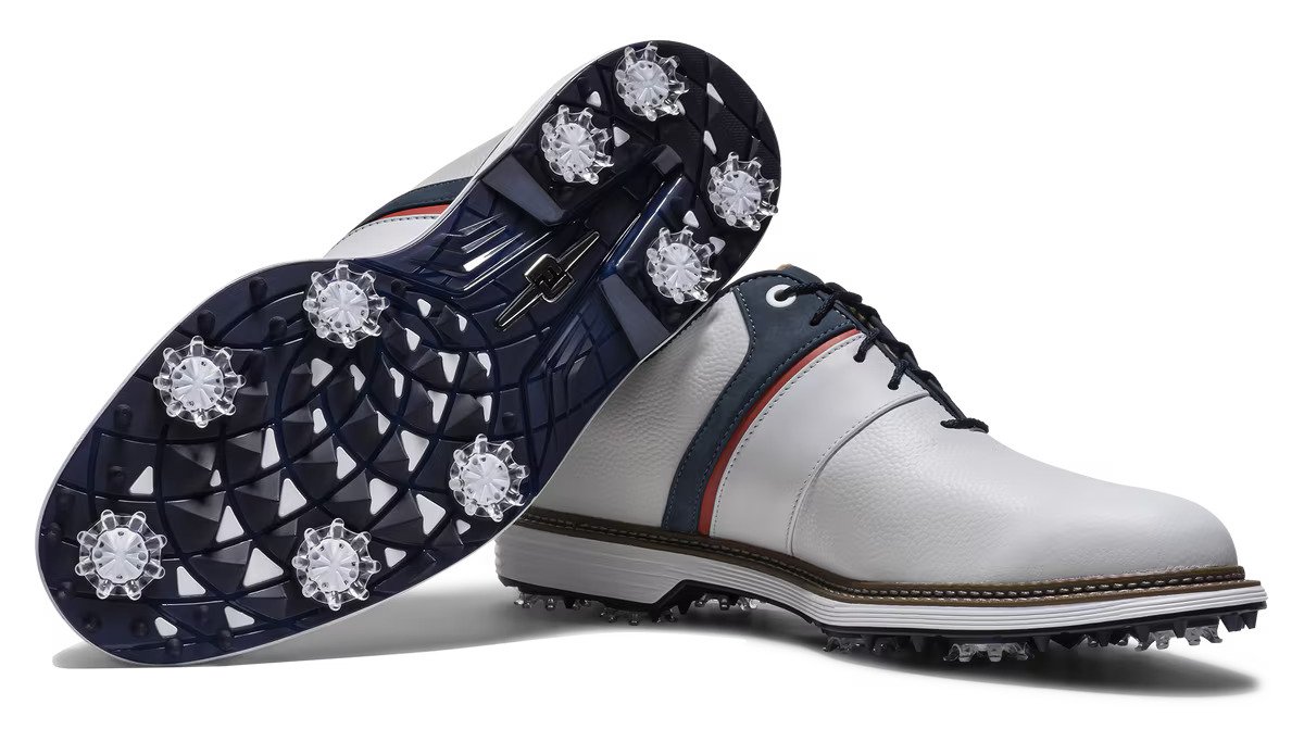 FootJoy Premiere Series - Packard herr golfskor, vit/blå/nantucket red