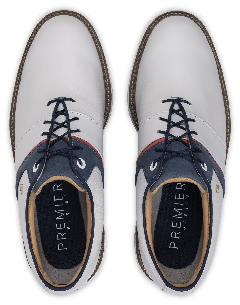 FootJoy Premiere Series - Packard herr golfskor, vit/blå/nantucket red