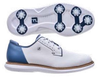FootJoy FJ Traditions Blucher herr golfskor, vit/blå/tan
