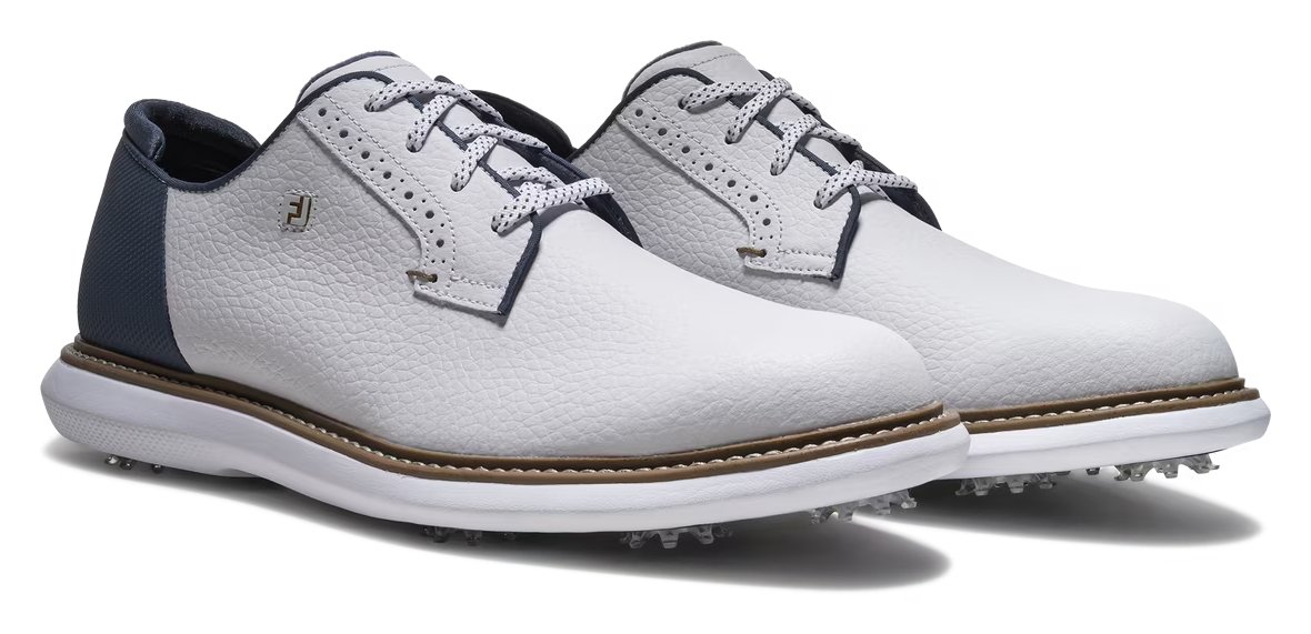 FootJoy FJ Traditions Blucher herr golfskor, vit/blå/tan