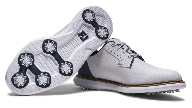 FootJoy FJ Traditions Blucher herr golfskor, vit/blå/tan