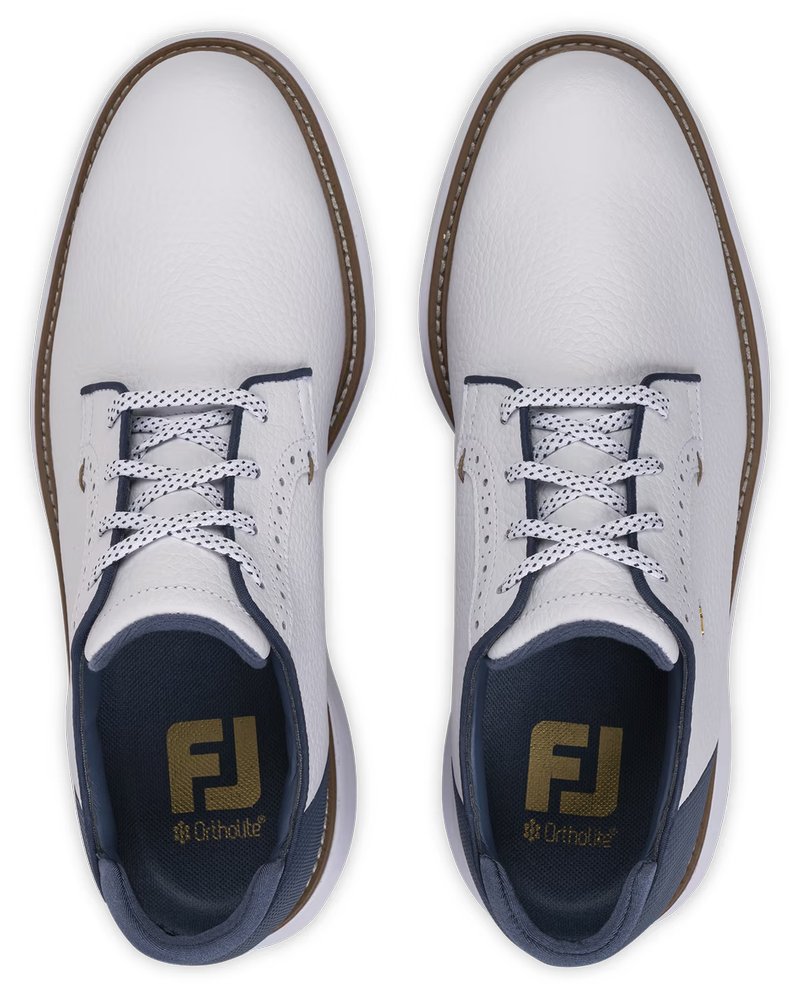 FootJoy FJ Traditions Blucher herr golfskor, vit/blå/tan