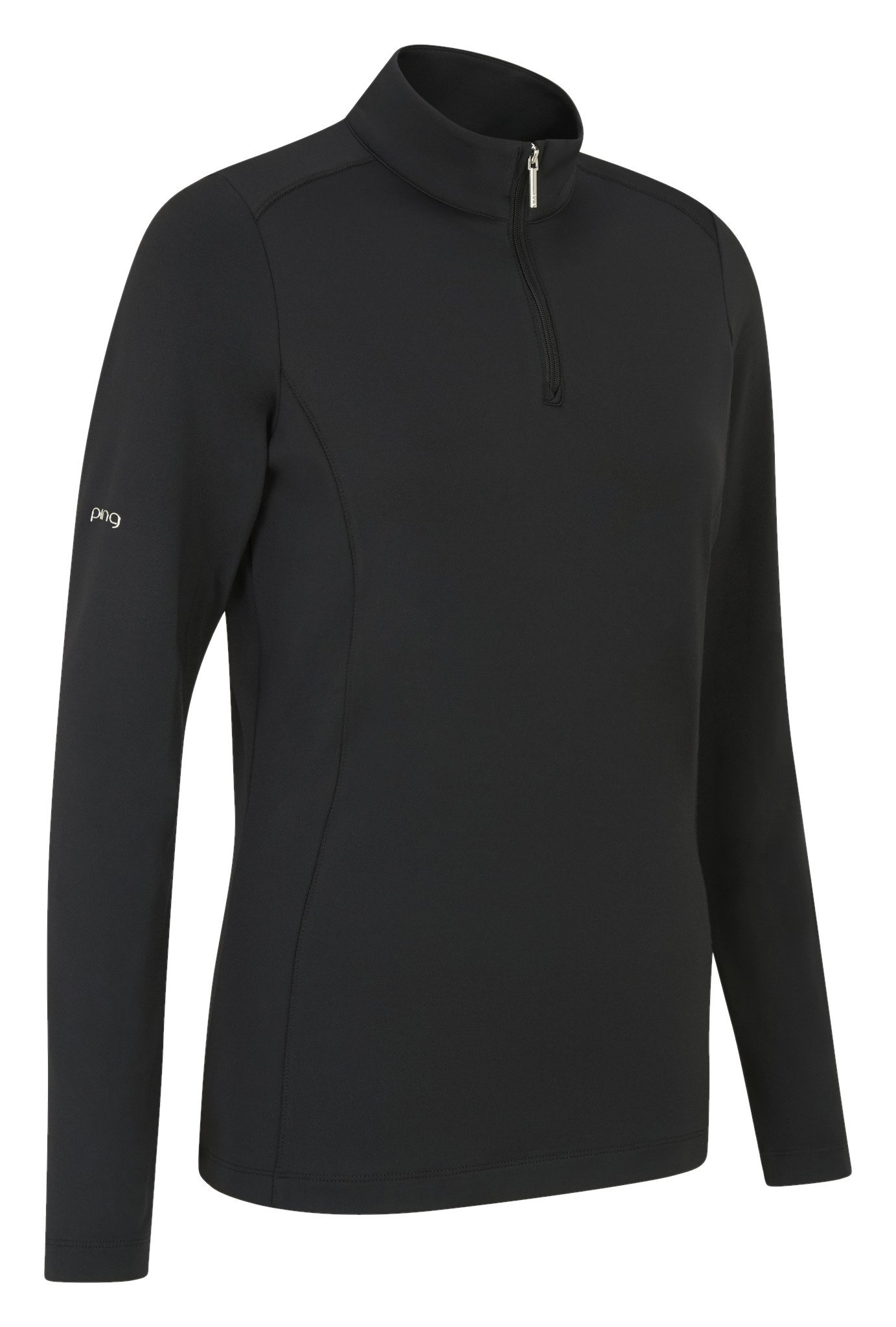 PING Aveline Half Zip damskjorta med lång ärm, svart
