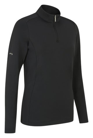 PING Aveline Half Zip damskjorta med lång ärm, svart