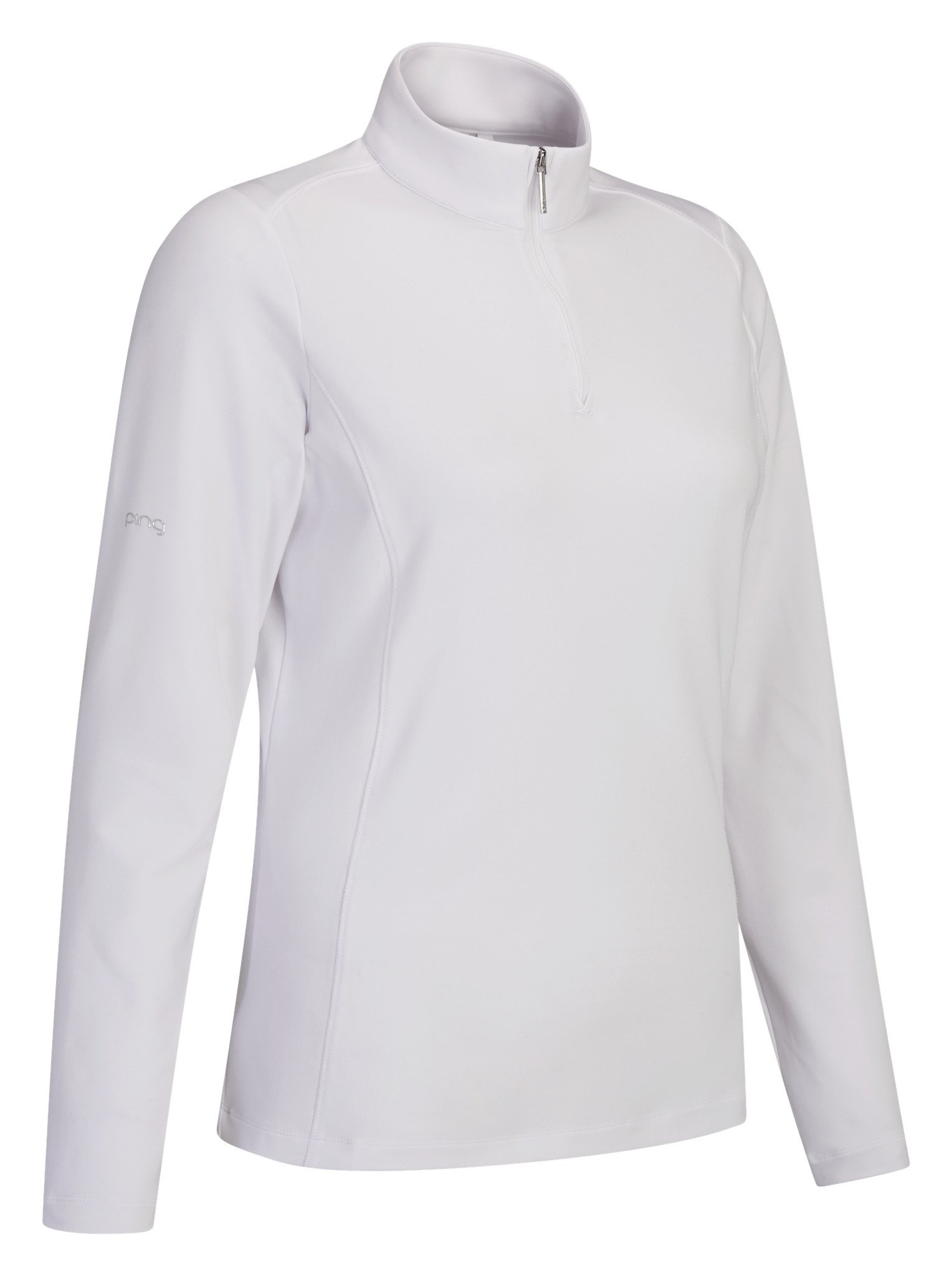 PING Aveline Half Zip damskjorta med lång ärm, vit
