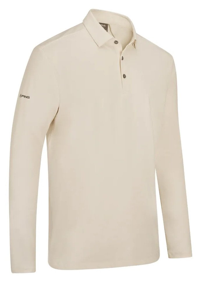 PING Demitri Longsleeve herr polo, egret