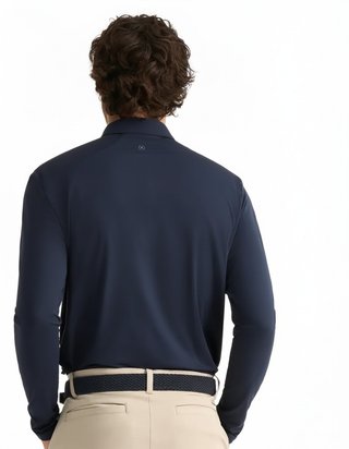 PING Demitri Longsleeve herr polo, navy