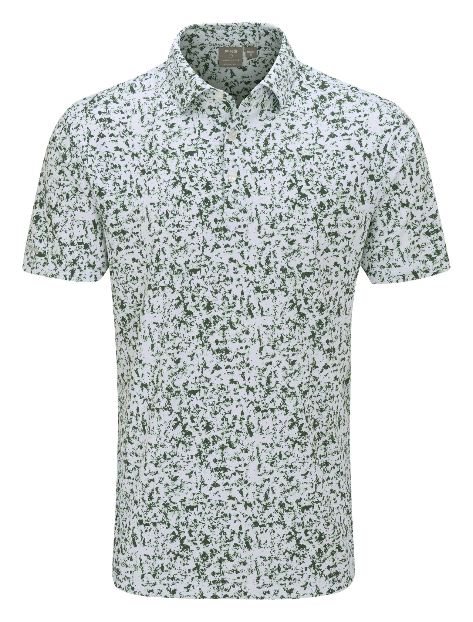PING Gilmore herr polo, white/gorse green multi