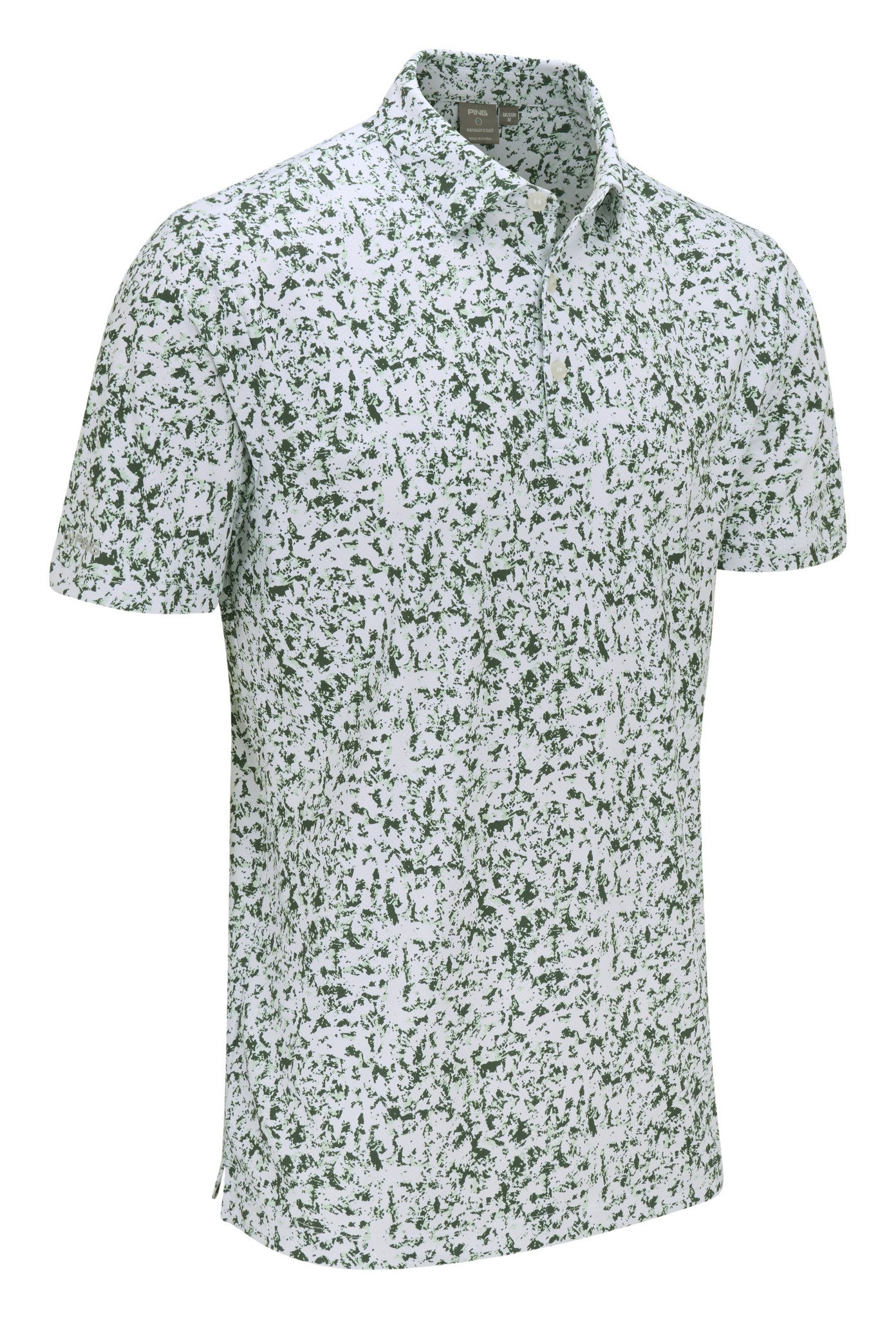 PING Gilmore herr polo, white/gorse green multi