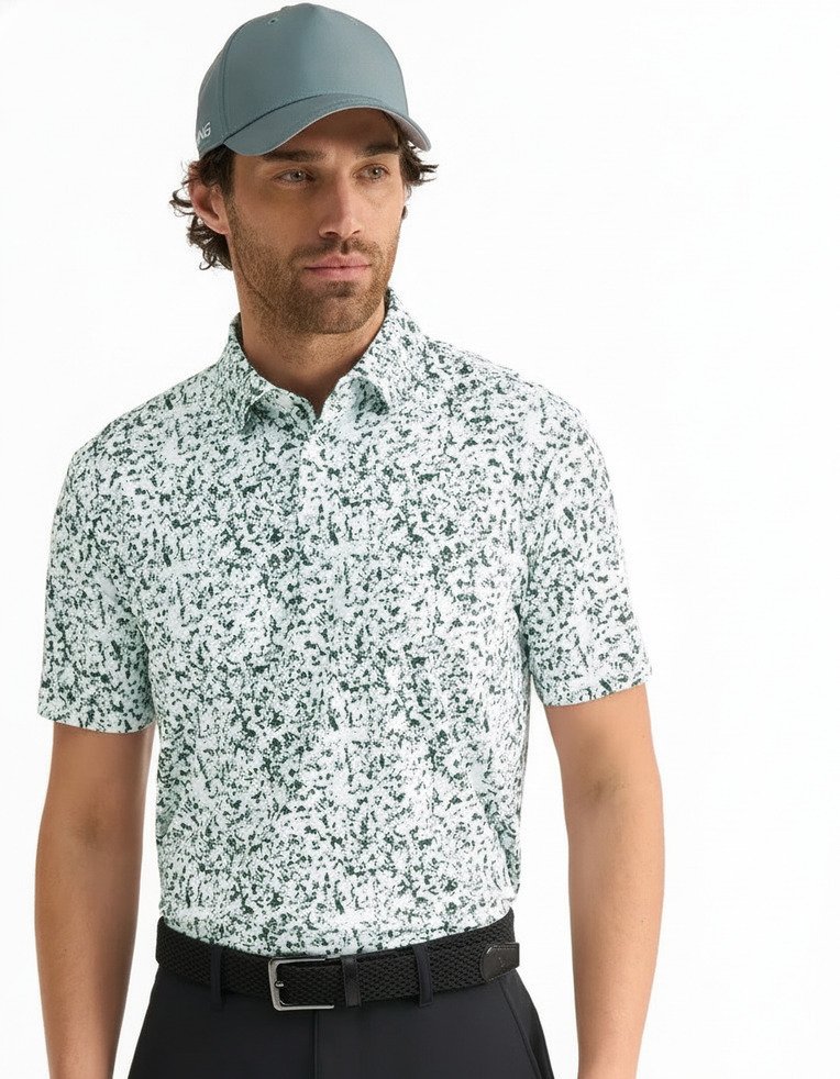 PING Gilmore herr polo, white/gorse green multi