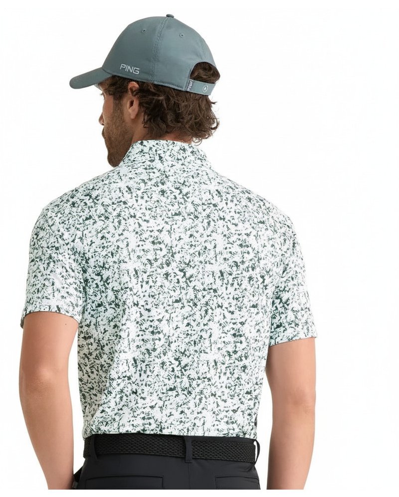 PING Gilmore herr polo, white/gorse green multi