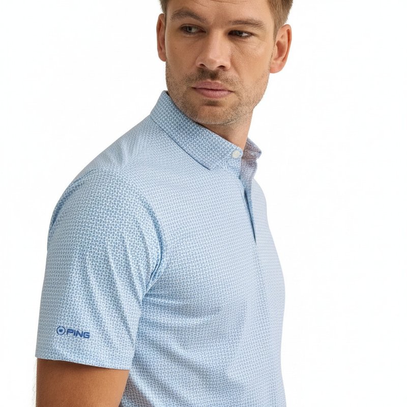 PING Gilmore herr polo, white/dusty blue