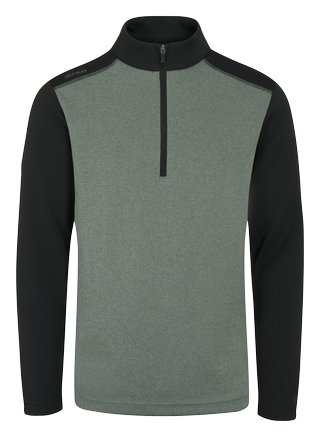 PING Ramsey half zip ribbed fleece herr pullover, laurel marl/black