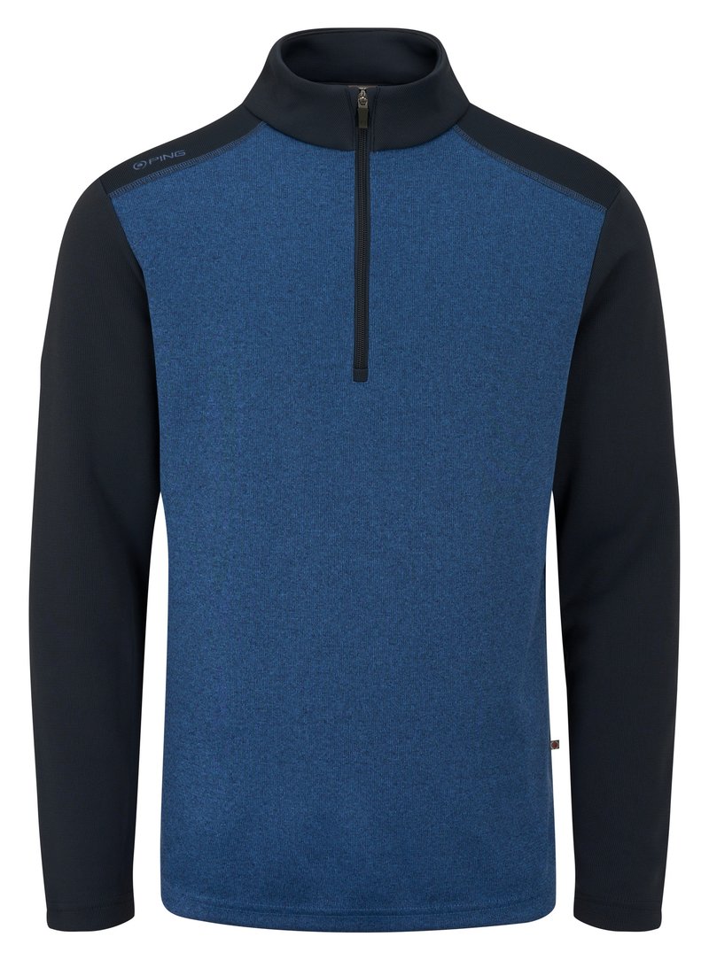 PING Ramsey half zip ribbed fleece herr pullover, inky marl/navy