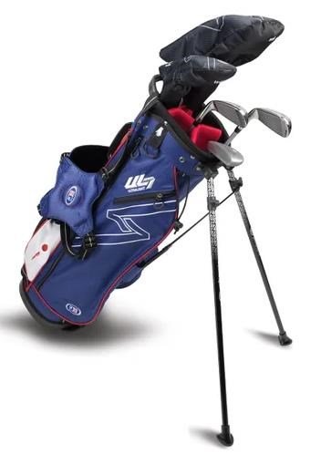 U.S. Kids Golf UL7-57 (145cm) W15 5-Club junior golfset, grafit, stand bag, navy/röd/vit