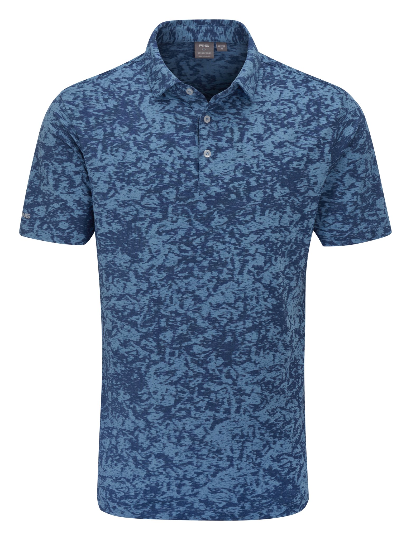 PING Marek Camo Jacquard herr polo, infinity blue multi
