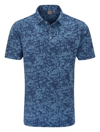 PING Marek Camo Jacquard herr polo, infinity blue multi