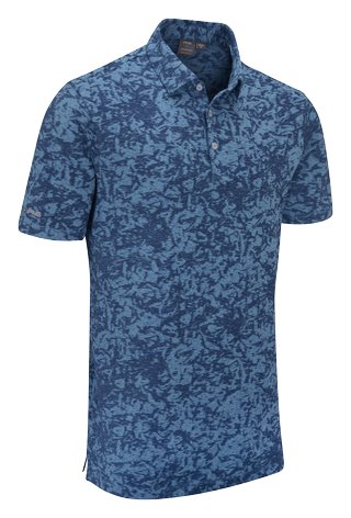 PING Marek Camo Jacquard herr polo, infinity blue multi