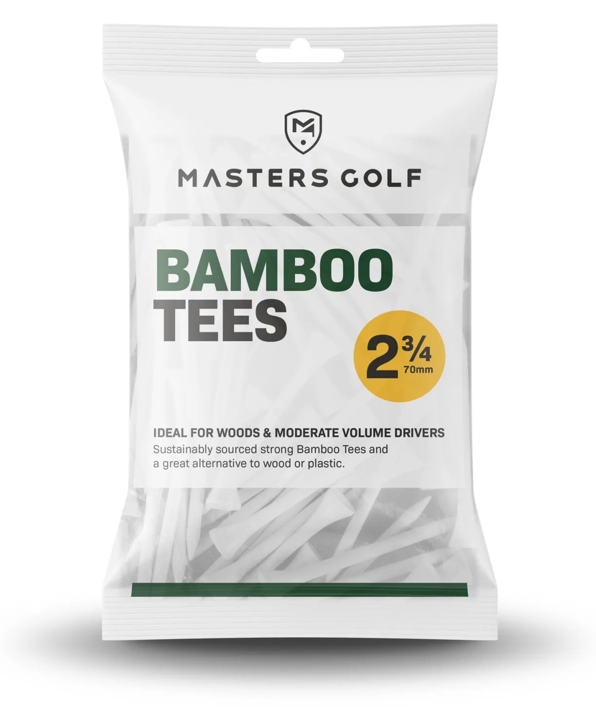 Masters Golf Bamboo Tees 70 mm (2 3/4"), 20 tees, vita