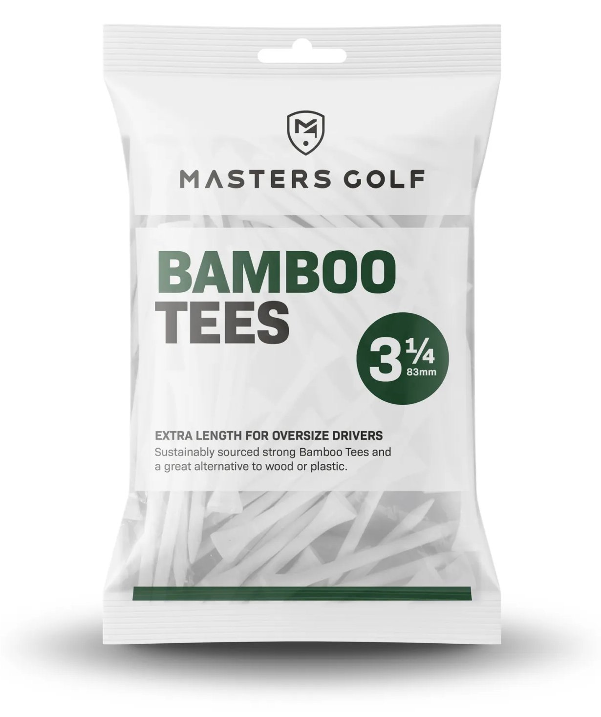 Masters Golf Bamboo Tees 83 mm (3 1/4"), 15 tees, vita