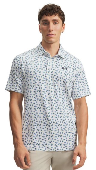 Under Armour Playoff 3.0 Printed herr polo, vit
