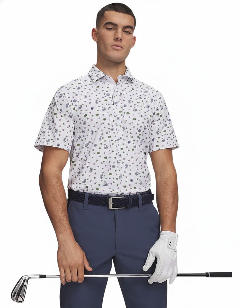Under Armour ArmourDry Printed herr polo, vwhite/blue wind/midnight navy