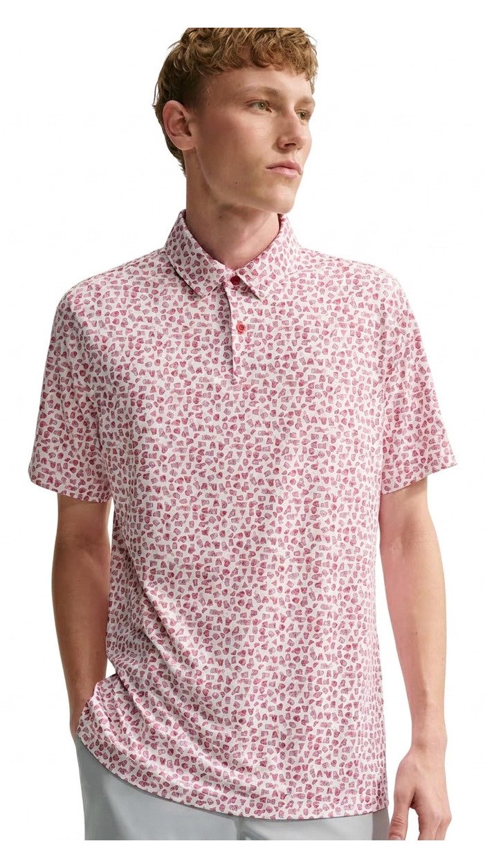 Nike Velocity Micro Print herr polo, gym red/vit