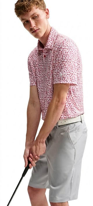 Nike Velocity Micro Print herr polo, gym red/vit