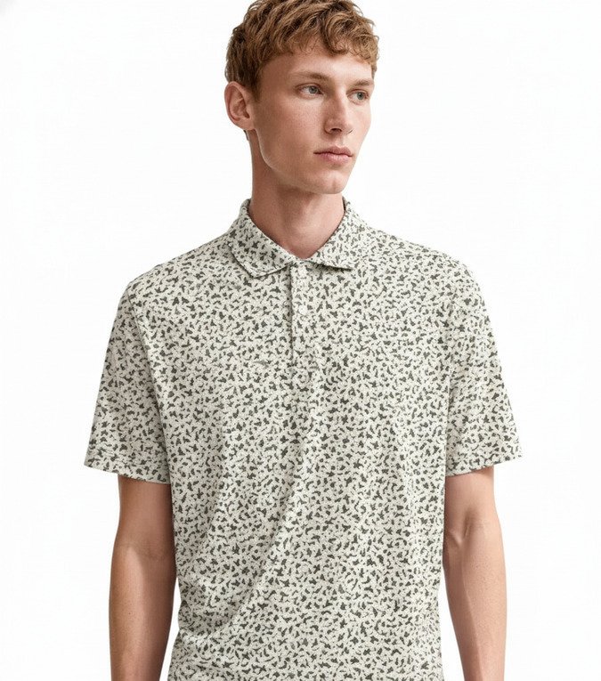 Nike Par Microprint Birds herr polo, light orewood brown
