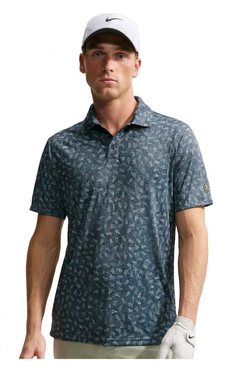Nike Par Dri-FIT Grass Print herr polo, svart