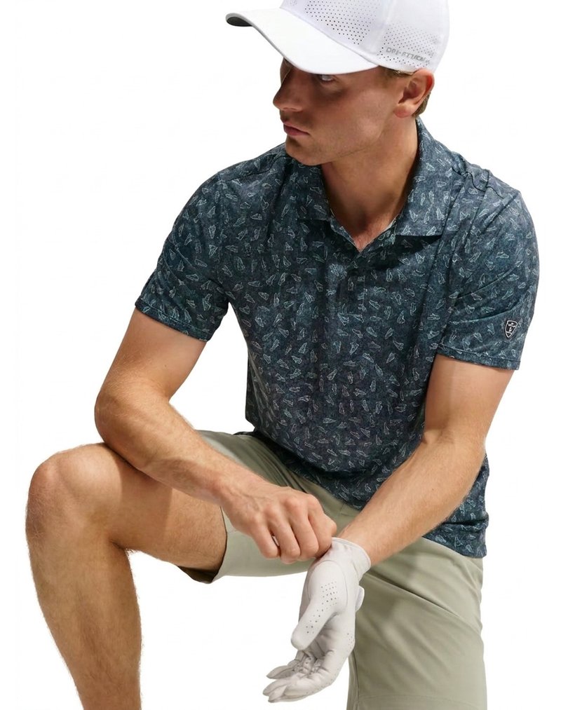 Nike Par Dri-FIT Grass Print herr polo, svart