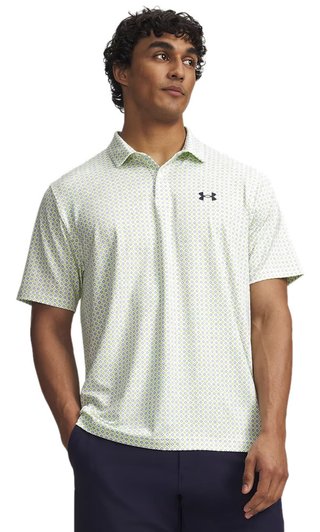 Under Armour Matchplay Printed herr polo, vit/grön