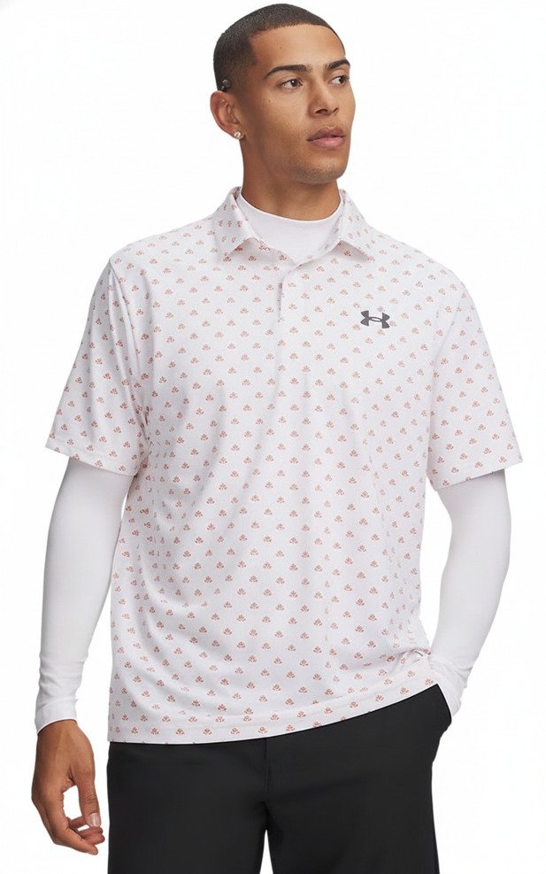 Under Armour Matchplay Printed herr polo, vit/vintage maroon/academy