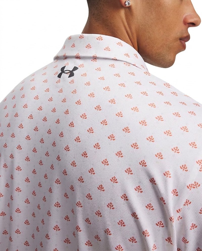 Under Armour Matchplay Printed herr polo, vit/vintage maroon/academy