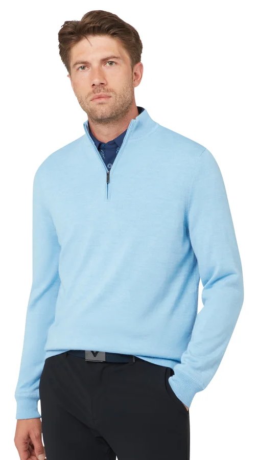 Callaway Windstopper 1/4-Zip herr tröja, dark cerulean heather