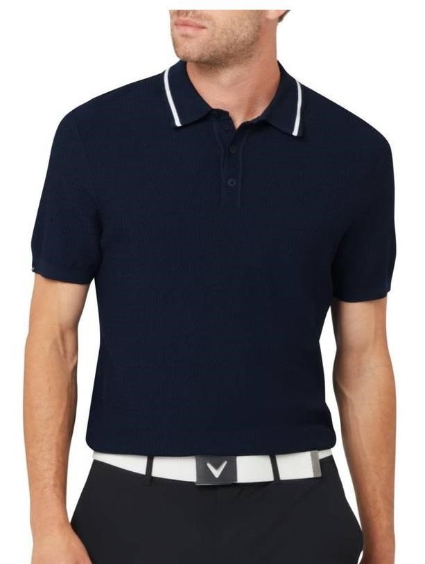 Callaway Textured sweater herr polo, peacoat