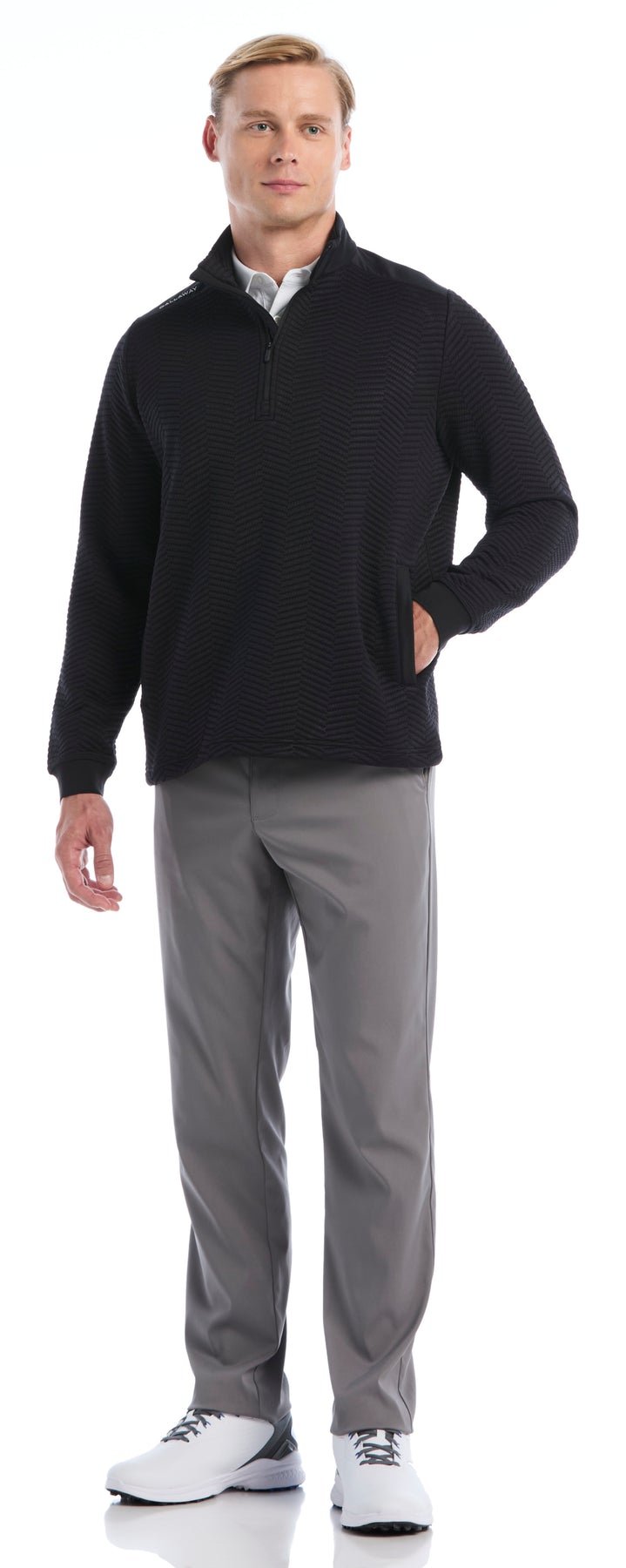 Callaway Chev Jacquard herr pullover, caviar