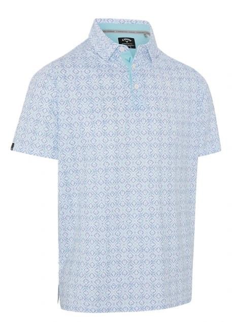 Callaway Printed Fractal Chev herr polo, vit