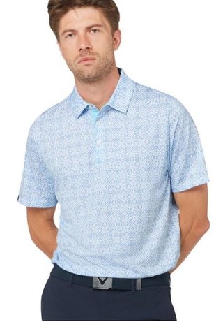 Callaway Printed Fractal Chev herr polo, vit