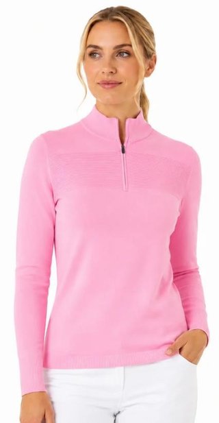 Callaway Soft Stretch Zip-Neck dam tröja, cherry blossom