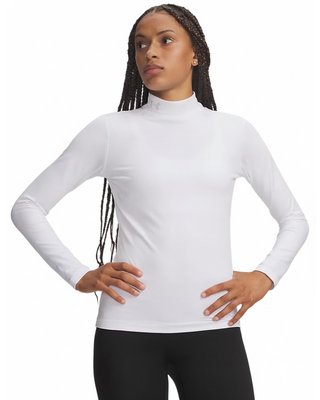 Under Armour ColdGear Mock Long Sleeve dam t-shirt med lång ärm, vit
